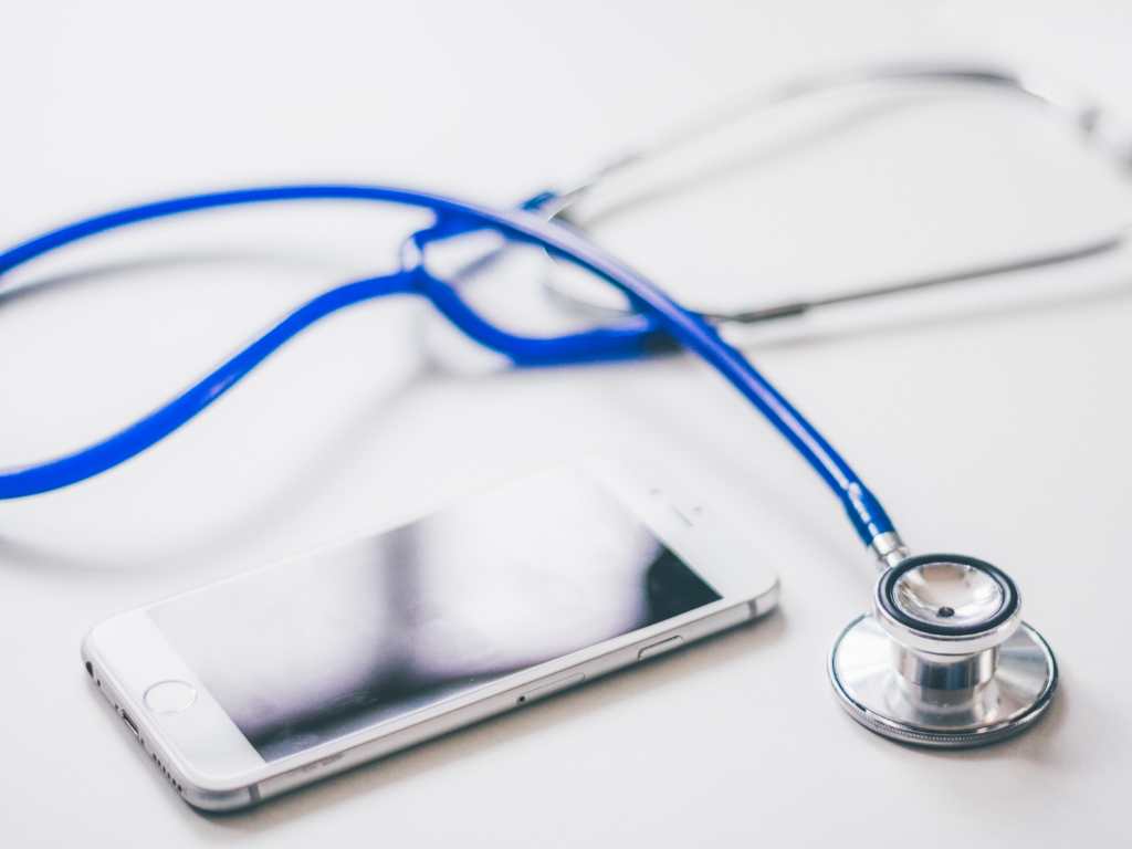 Telehealth phone and stethoscope 