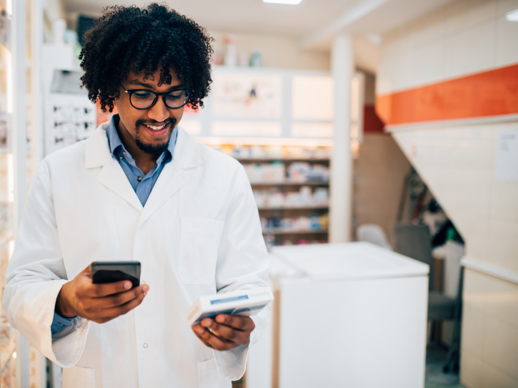 Pharmacist picking medicine